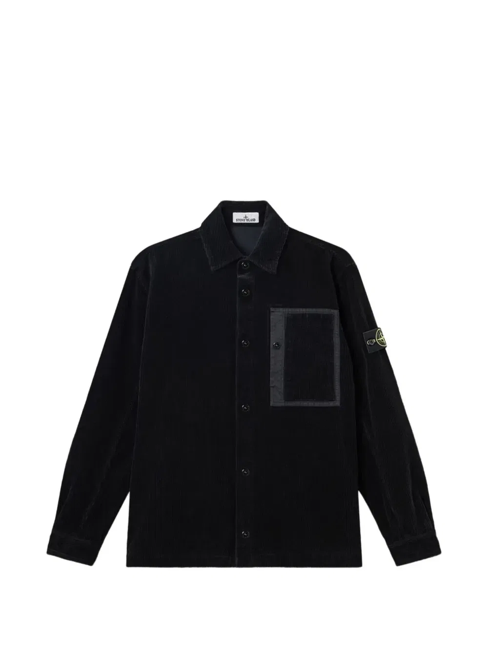 Вельветовая рубашка-куртка с накладными карманами Stone Island, черный