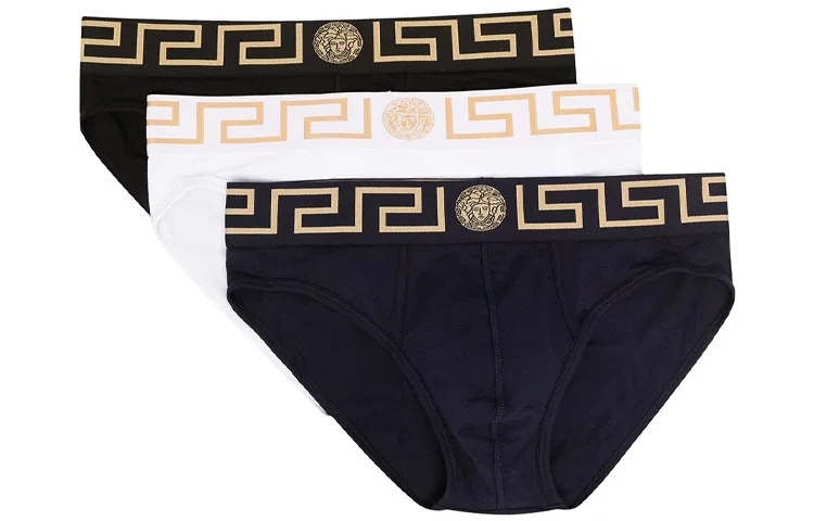 Мужские трусы с принтом Medusa Greca, комплект из 3 штук, VERSACE, Black