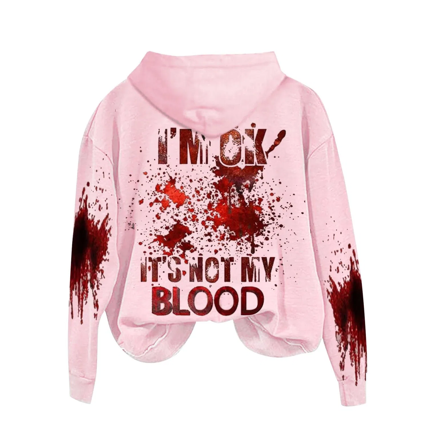 Женский худи с принтом I'M Ok Its Not My Blood, Pink — фото 3