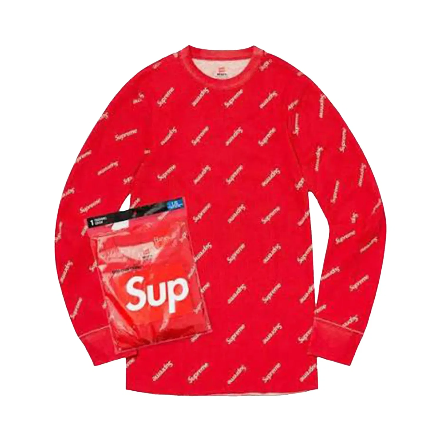 Термофутболки Supreme x Hanes Thermal Crew (1 шт.) с логотипами, красный