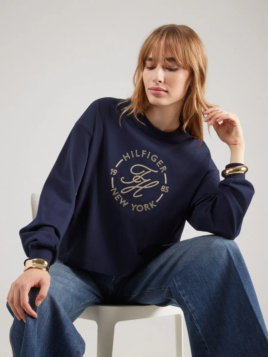 Футболка TOMMY HILFIGER 'ROUNDAL' темно-синего цвета — фото 3
