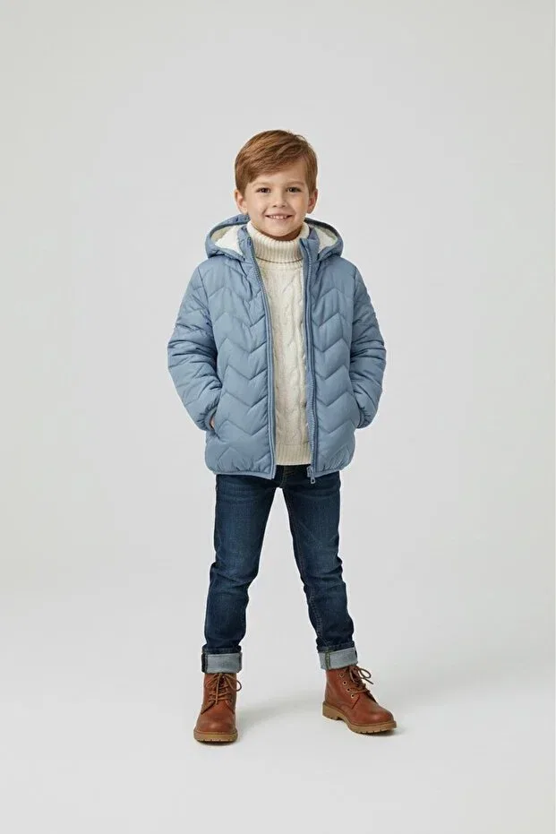 Детское зимнее пальто для девочек стеганое Minigimin Cicileri, Baby Blue