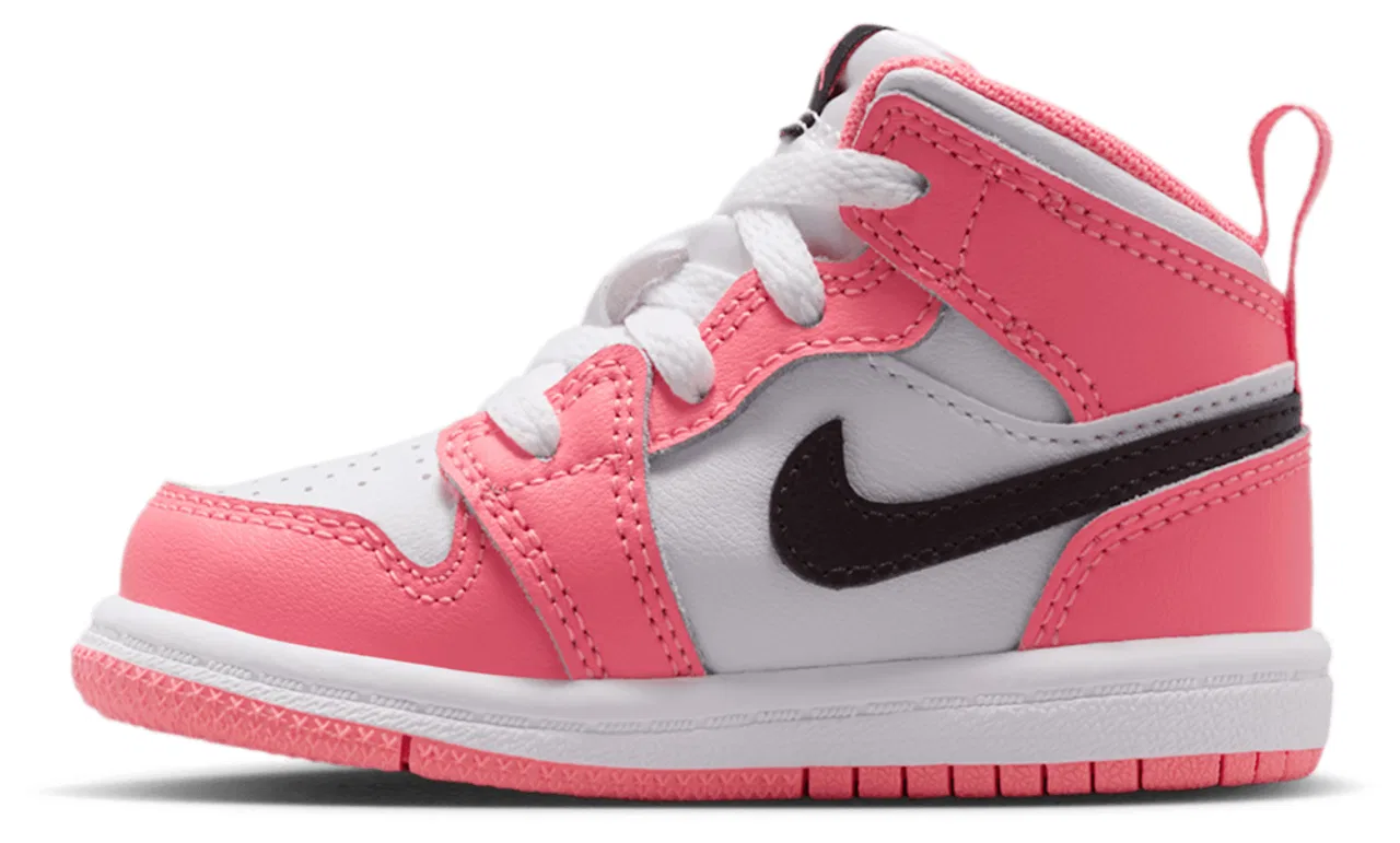 Кроссовки для девочек AJ 1 Mid Jordan, цвет Black/White/Pink Gaze — фото 2