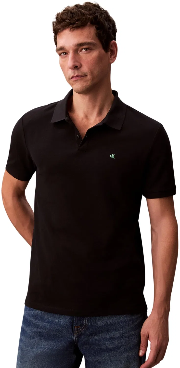 Мужское поло с коротким рукавом Monogram Pique Calvin Klein, Black (Black)