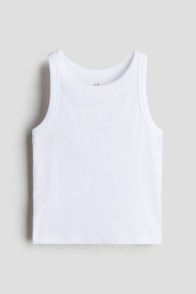 

Топ из хлопка в рубчик H&M, белый