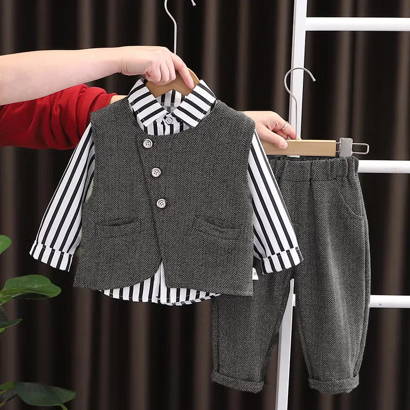 Комплект брюк для мальчика с длинным рукавом 3 шт 2-5 лет Chicpoint, темно-серый