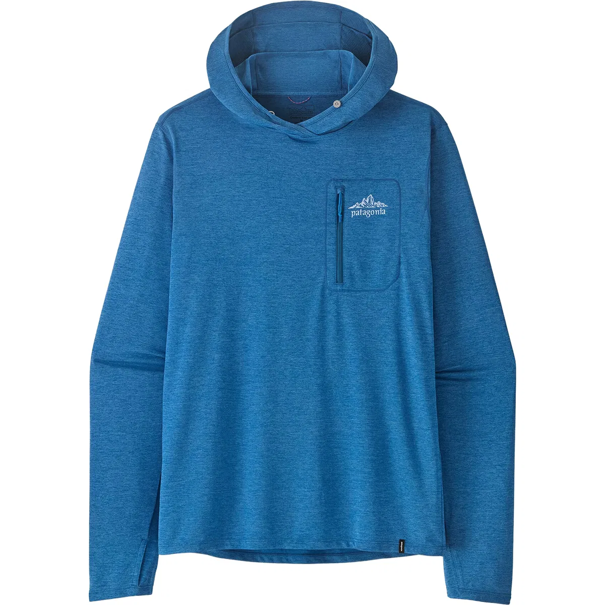 Мужская солнцезащитная футер-худи с капюшоном Capilene Cool Cloud Crag Crest Patagonia, Aquatic Blue/Light Aquatic Blue X-Dye