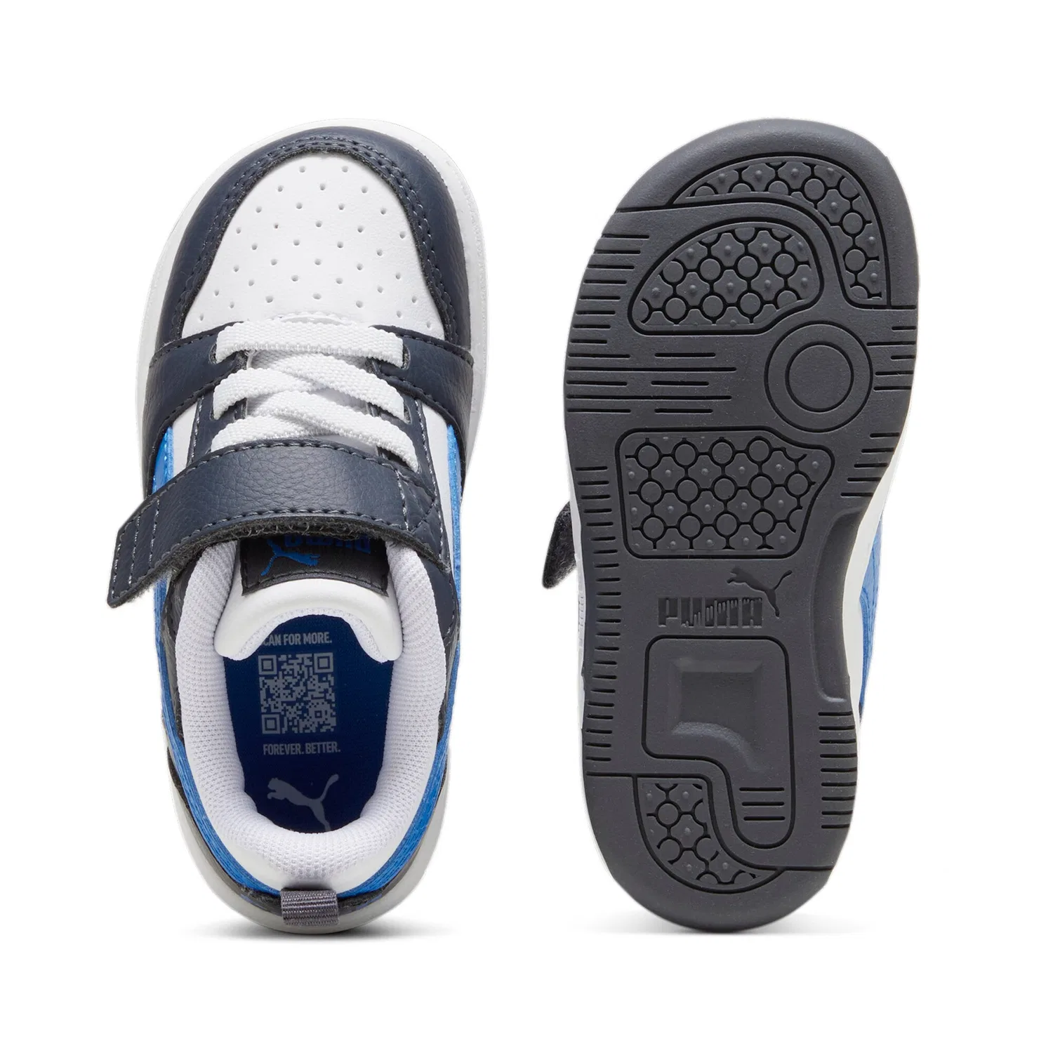 Детские кроссовки с низким верхом Rebound v6 PUMA, PUMA White/Hyperlink Blue/Galactic Gray — фото 4