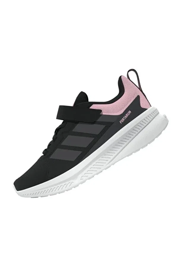 Детские спортивные кроссовки для девочек с липучкой Fortarun 4.0 EL C Adidas, Core Black-Grey Six — фото 4