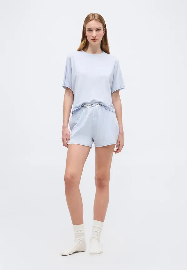 Пижамный комплект из хлопка и лиоцелла Short sleeve shirt short - pyjama set Polo Ralph Lauren, Xenon Blue, синий — фото 2