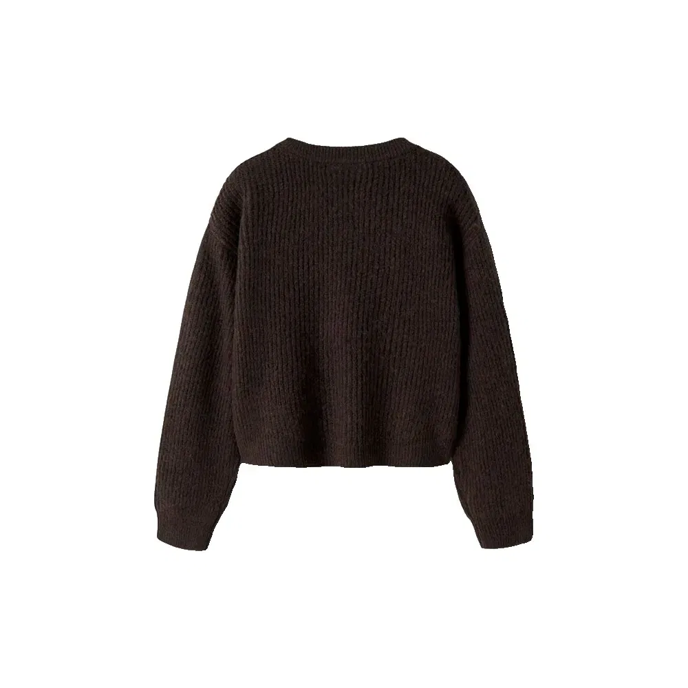 Детский свитер для девочек с круглым вырезом Holly Boxy Knit Name it, Brown — фото 2