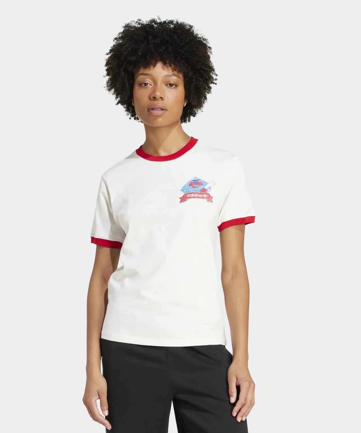 Женская футболка с кружевным принтом Retro Lions Regular Adidas Originals, White