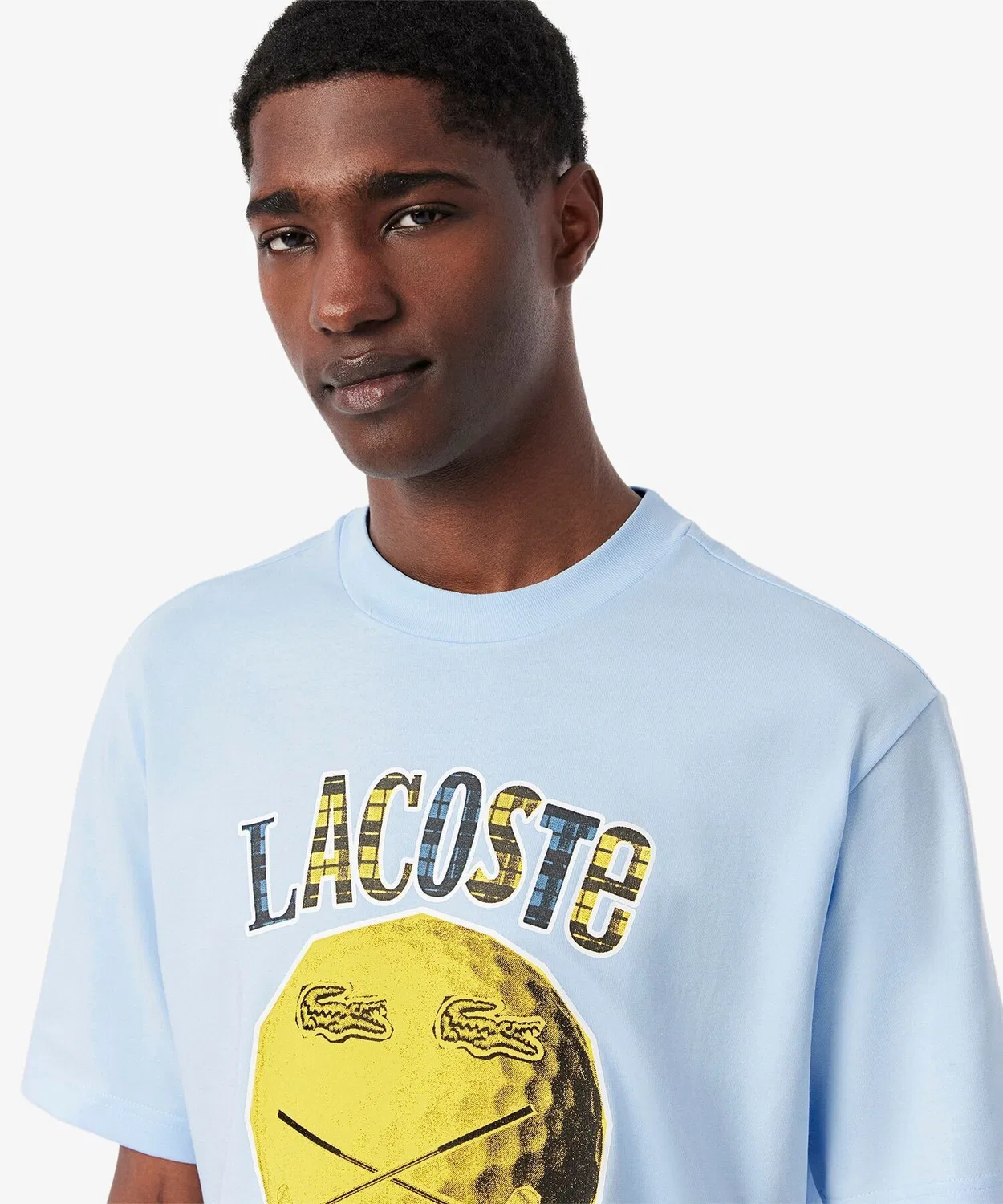 Мужская футболка с принтом Smiley Ball Golf LACOSTE, Light Blue — фото 2