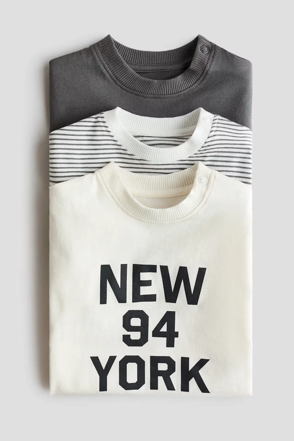 Набор из 3 хлопковых футболок H&M, Cremefarben/New York — фото 2
