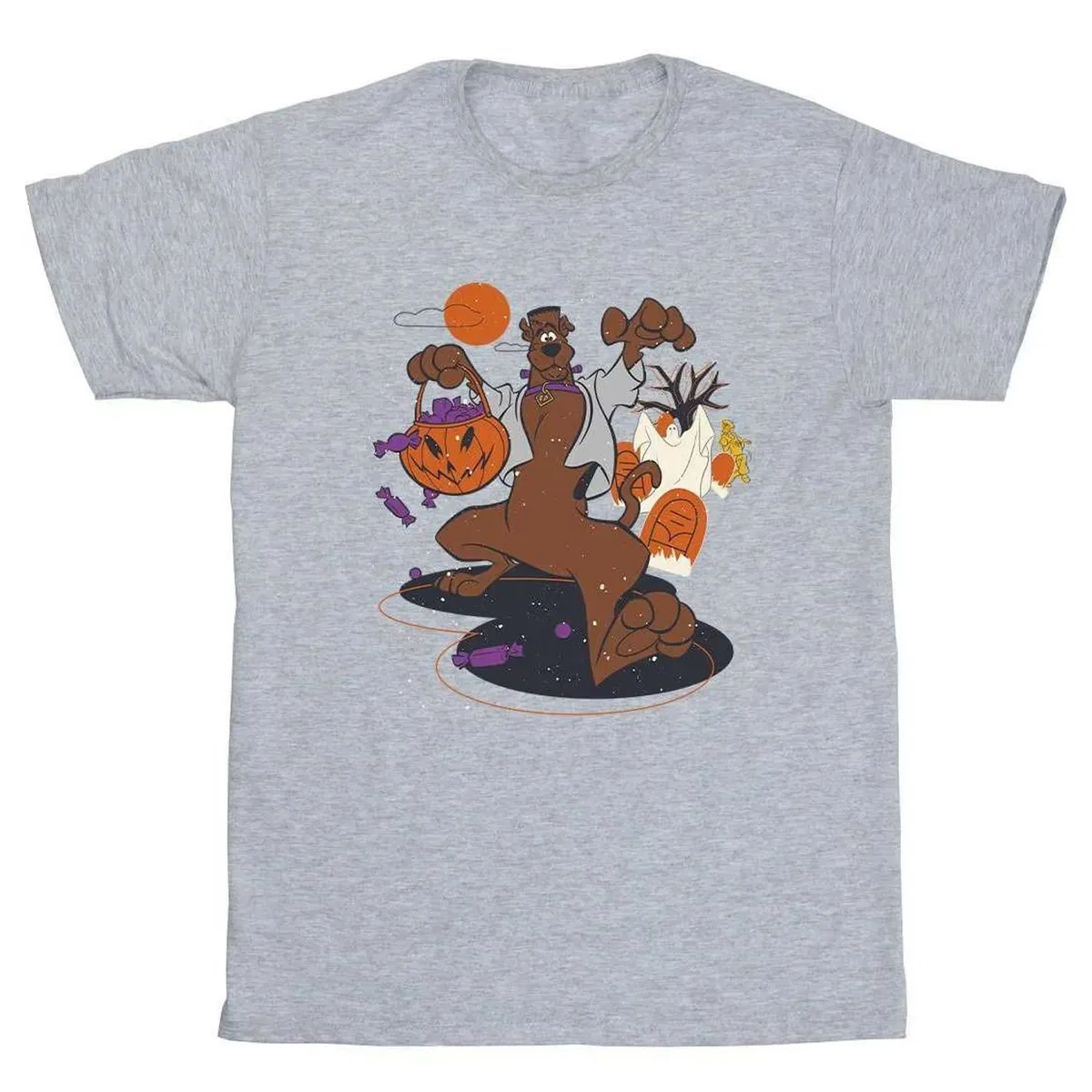 Футболка с принтом Monsters pumpkin Scooby Doo, Grey