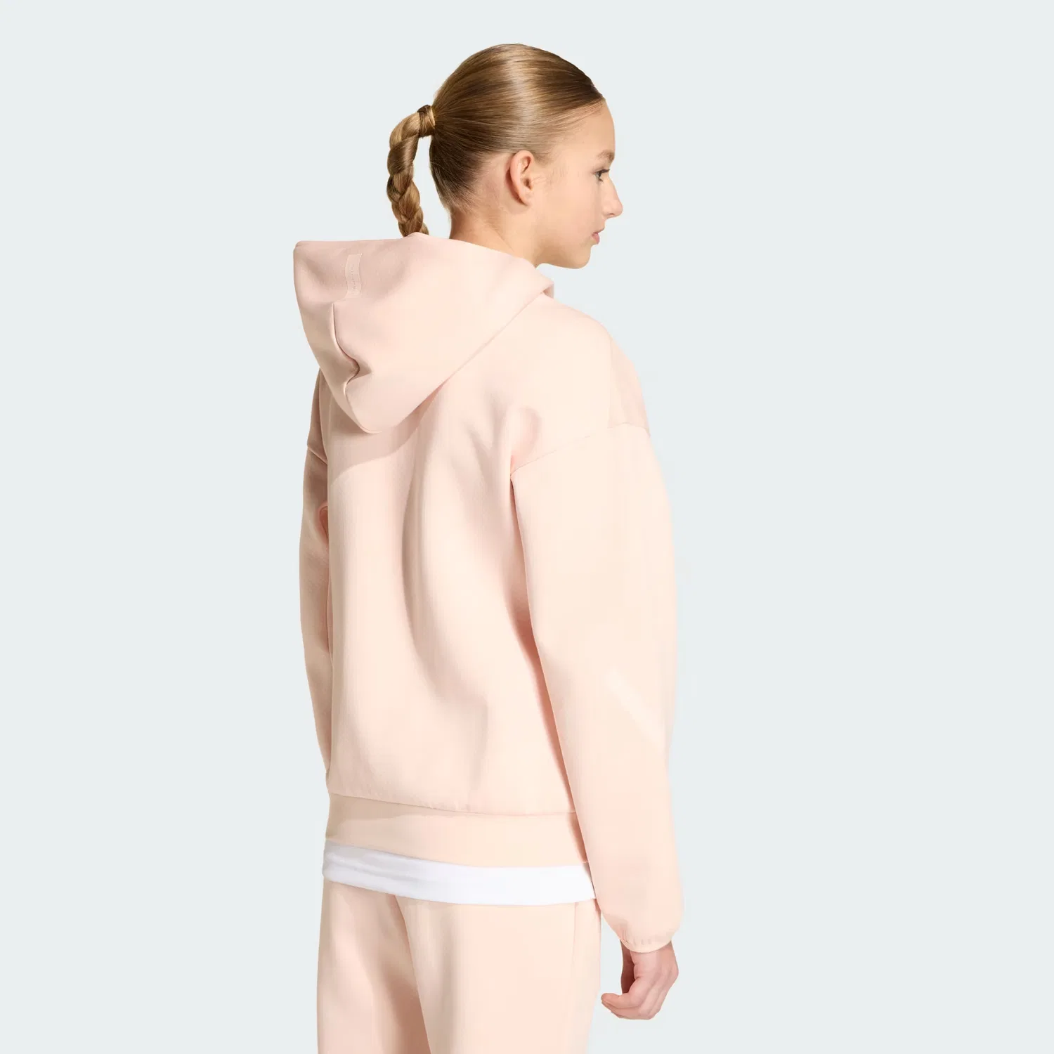 Детская спортивная куртка на молнии с капюшоном Z.N.E. Adidas Sportswear, бледно-розовый/розовый — фото 4