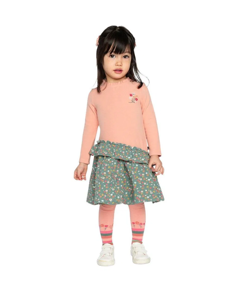 Платье для девочки с принтом, модель Pale Pink and Green Floral Print Deux par Deux, Pale Pink And Green Floral Print — фото 2