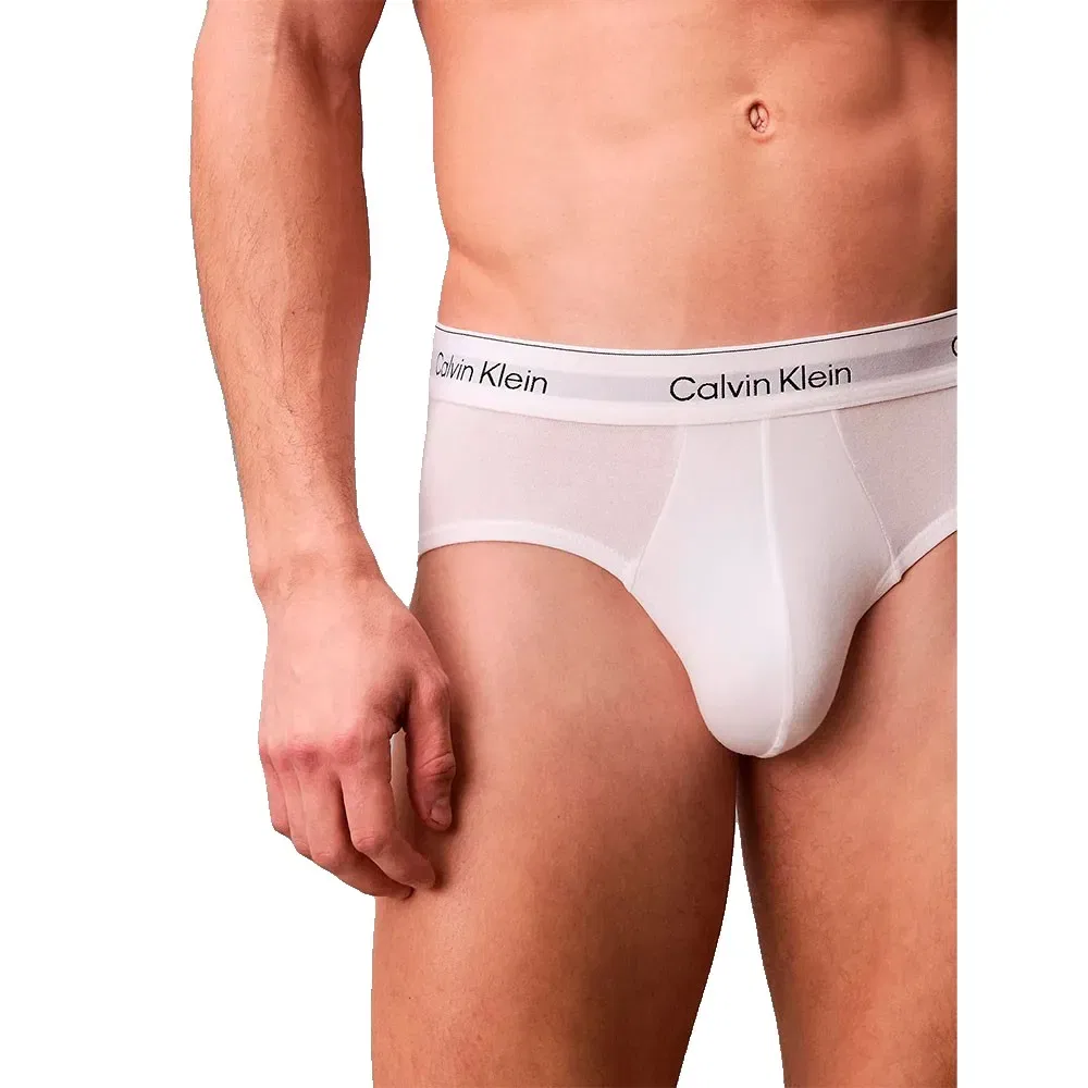 Комплект трусов-брифов Calvin Klein Icon Cotton Stretch 3 шт., черный/белый — фото 4