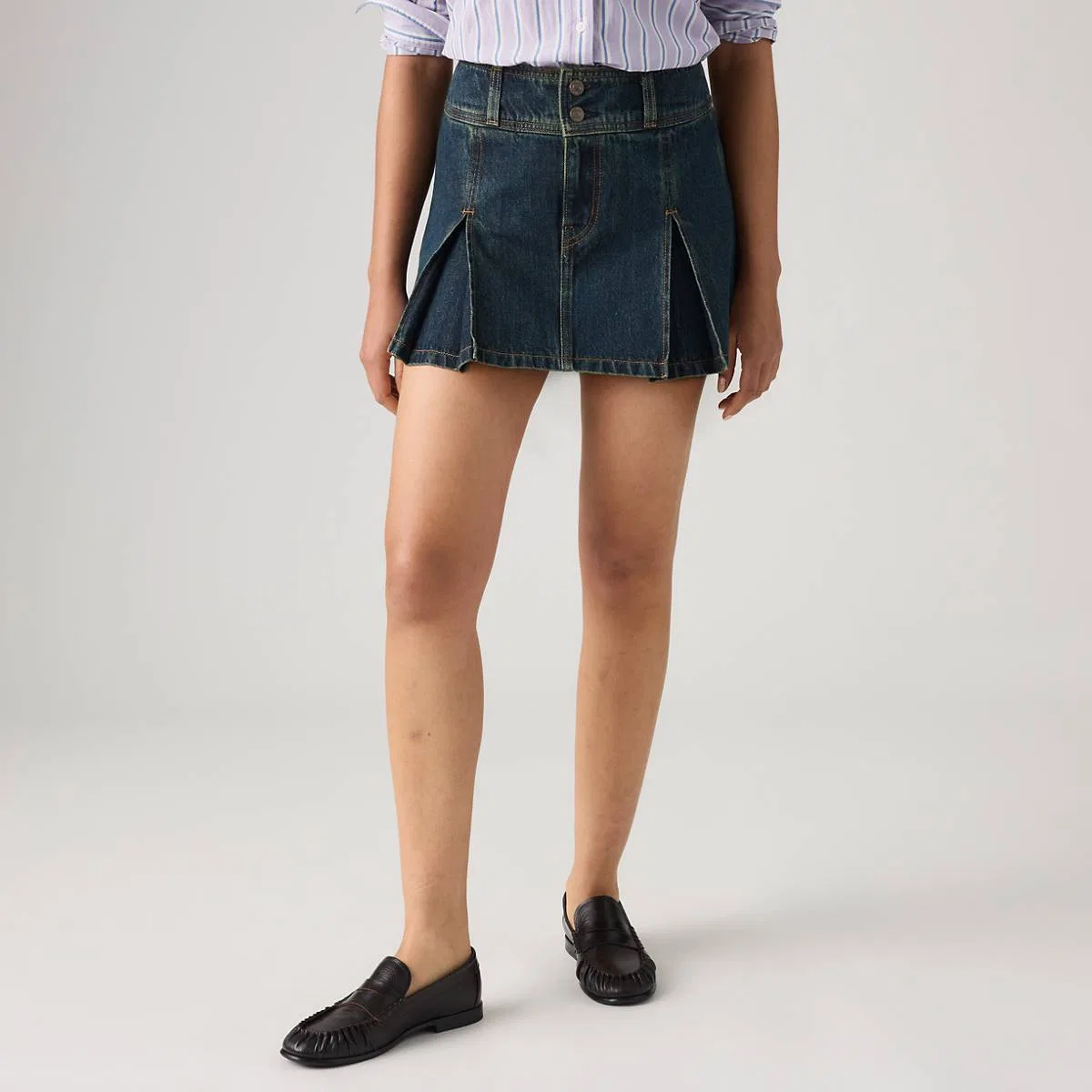 Мини-Юбка с обратными складками Levi's, Happy Tale Stone - Dark Wash — фото 2