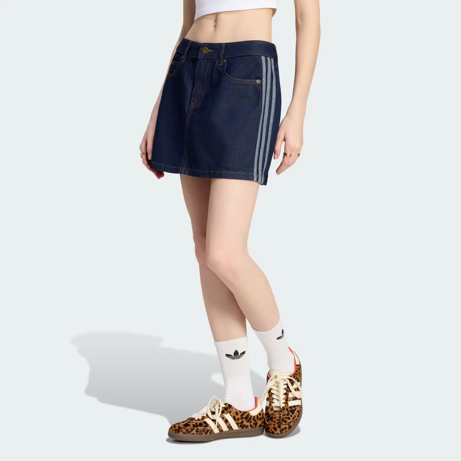 Женская джинсовая юбка средней посадки Adidas Originals, индиго деним