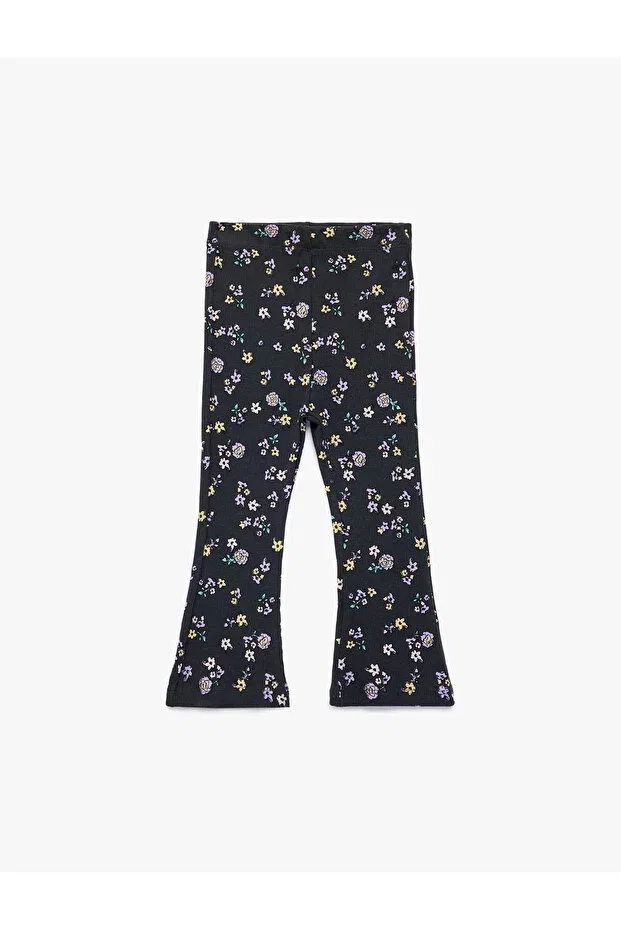 Детские леггинсы для девочек с принтом Floral spanish style anthracite baby girl leggings 6smg40005ak Koton, Anthracite Patterned