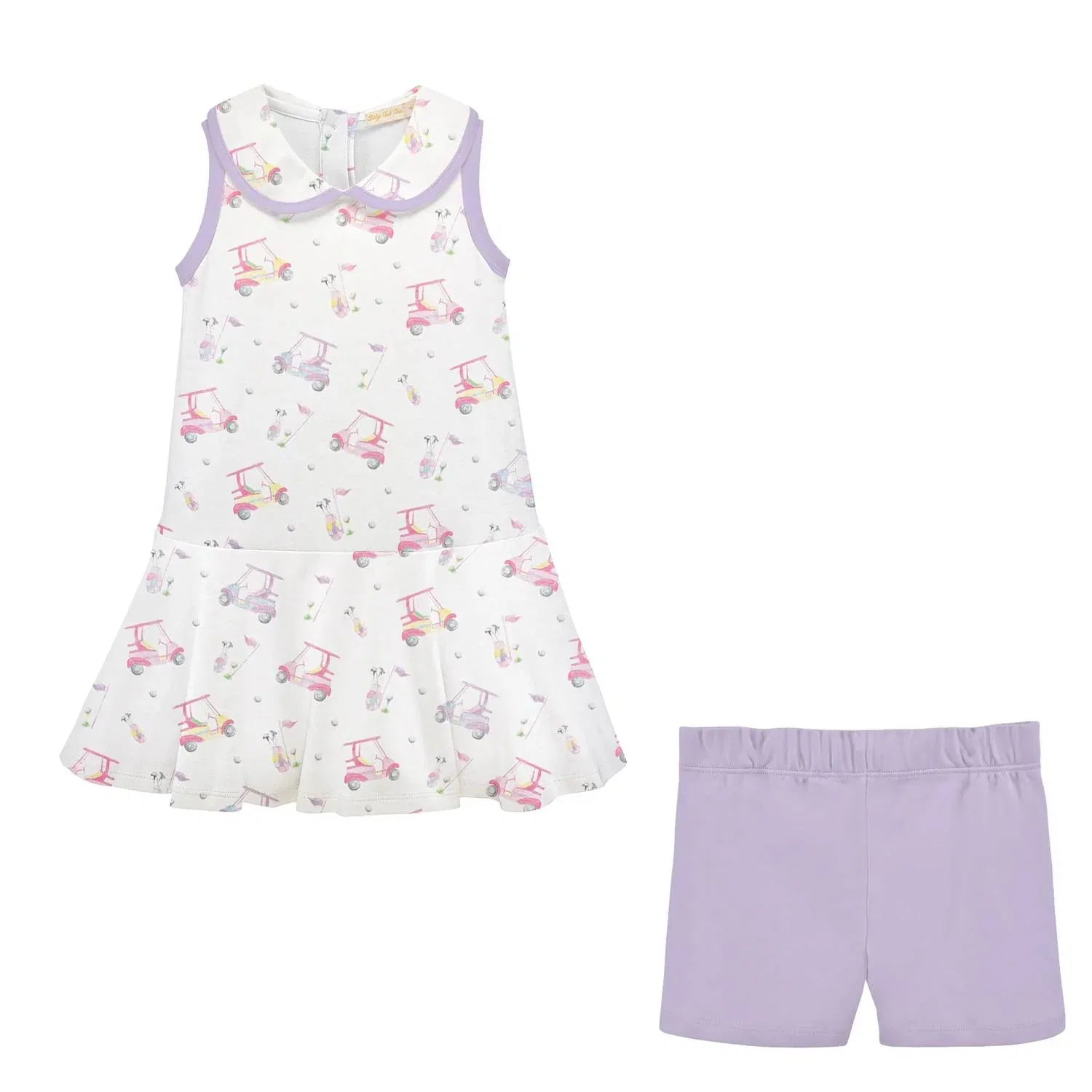 Детское платье для девочек с воротником с принтом Golfing Grace Baby Club Chic, White/Lavender