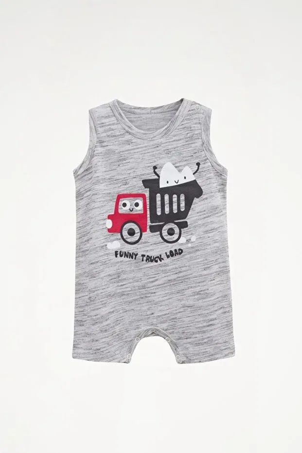 Детский комбинезон для мальчиков хлопковый Truck Patterned Newteam, Gray