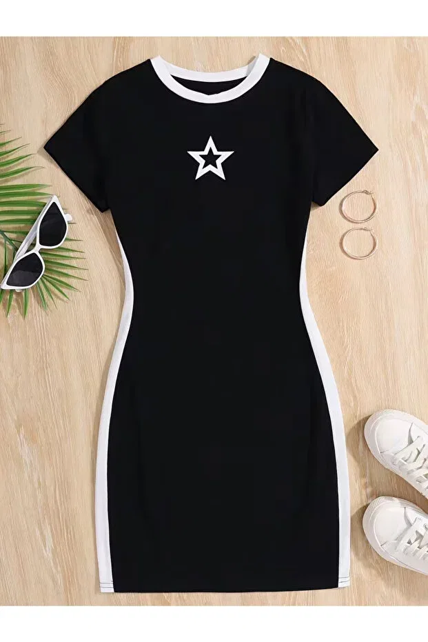 Детское платье для девочек с принтом New Star Printed Mini Tight Machetta, Black-White1