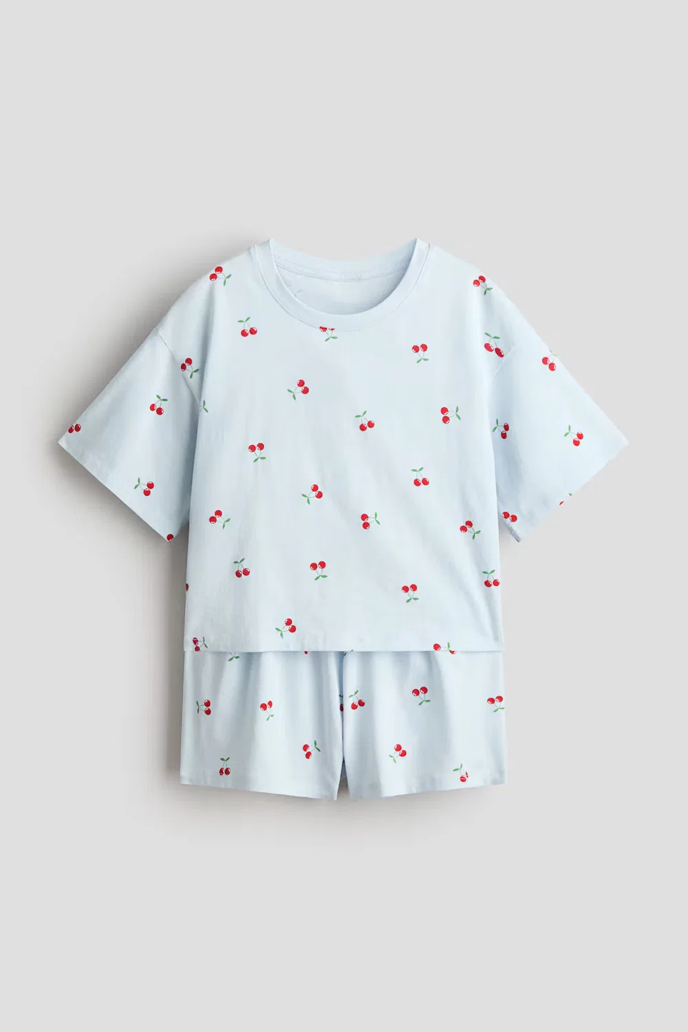 Хлопковая пижама H&M, Hellblau/Kirschen