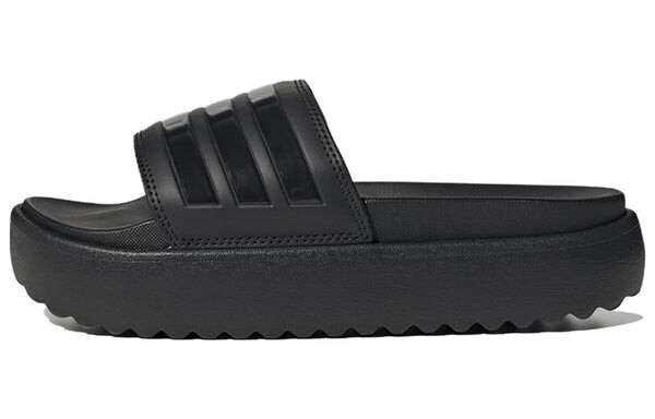 Тапочки adilette платформа слайд Adidas, черный — фото 2