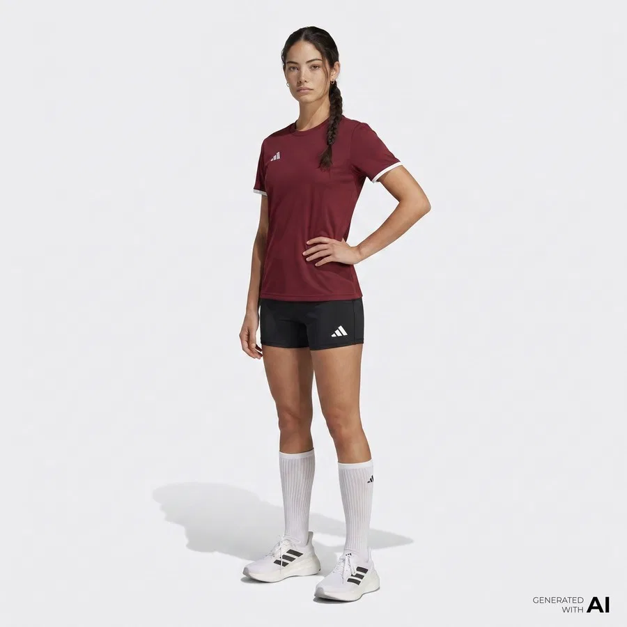 Футболка женская спортивная с принтом Entrada26 adidas, Бордовый — фото 2