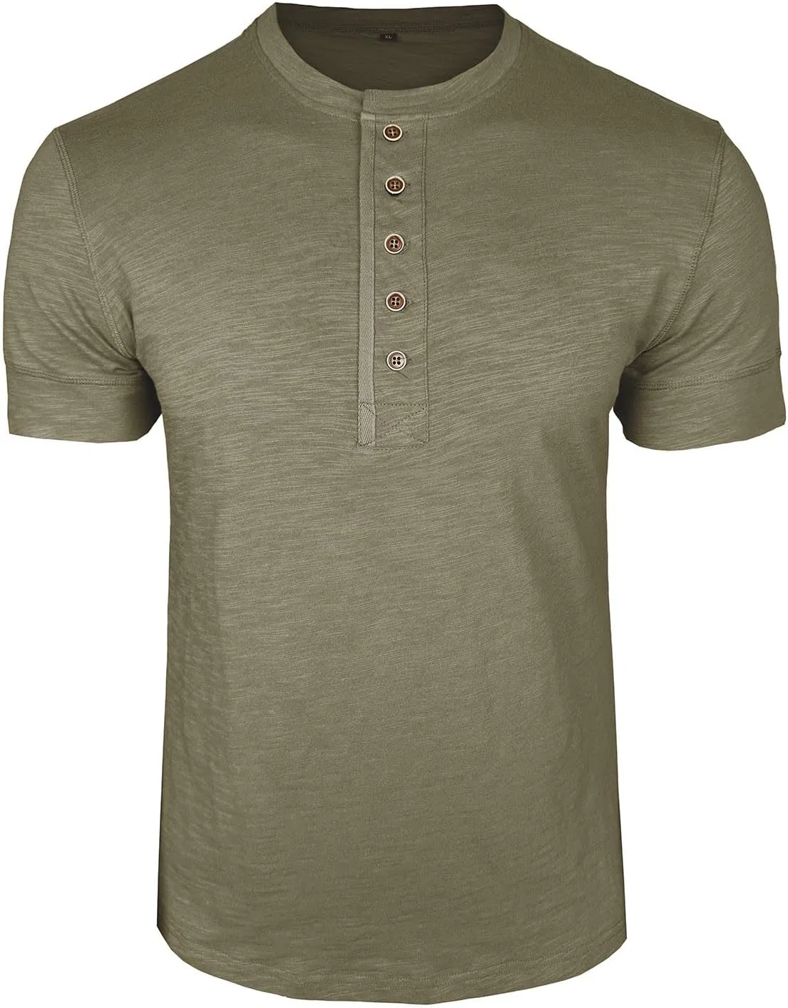 Мужская футболка с воротником-поло и пуговицами Cotton, Army Green — фото 3