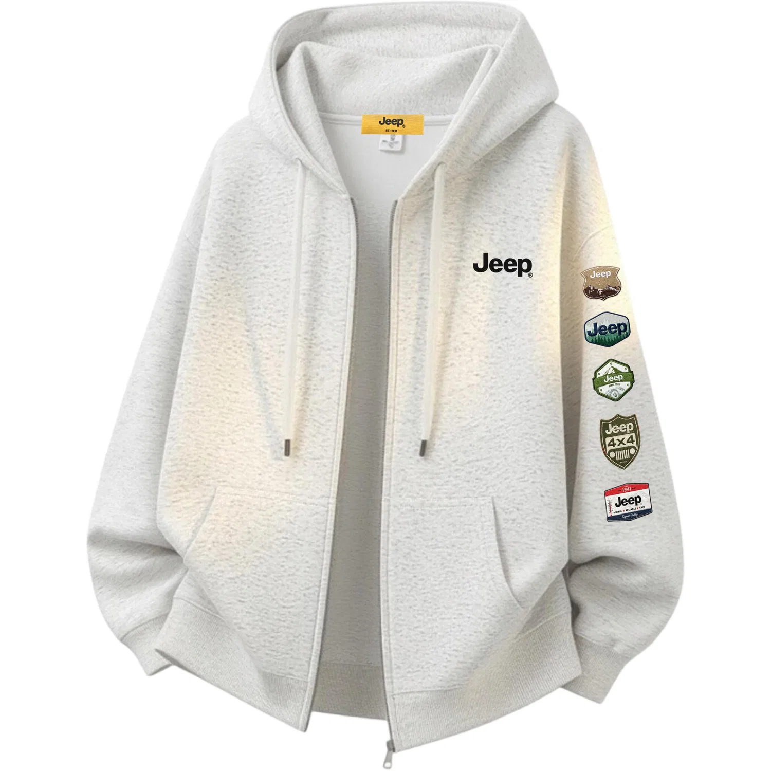 Детское худи Jeep с капюшоном, прямой крой, Heather Gray