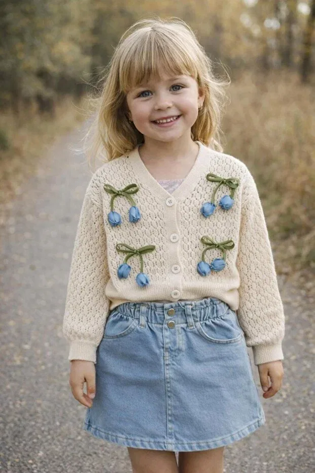 Детский кардиган для девочек хлопковый Miniminnakkidswear, Nude Color
