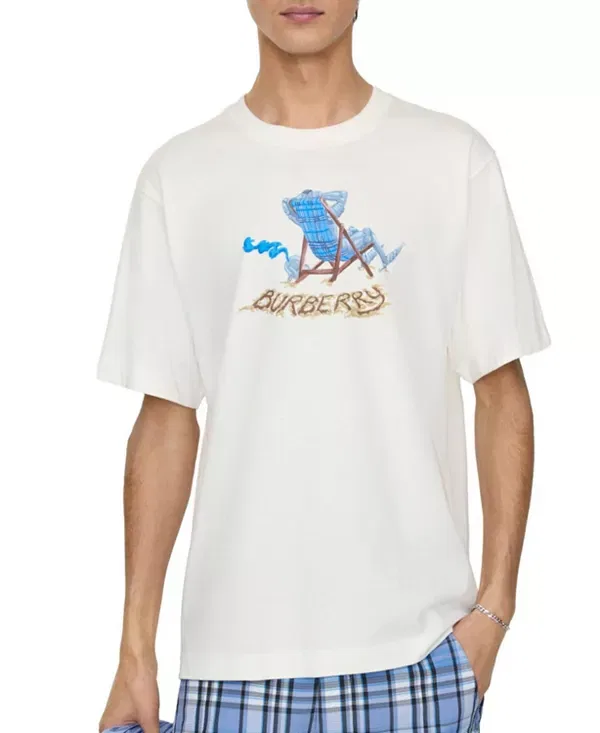 Мужская футболка с принтом Beach Knight Cotton T-Shirt Burberry, Chalk White
