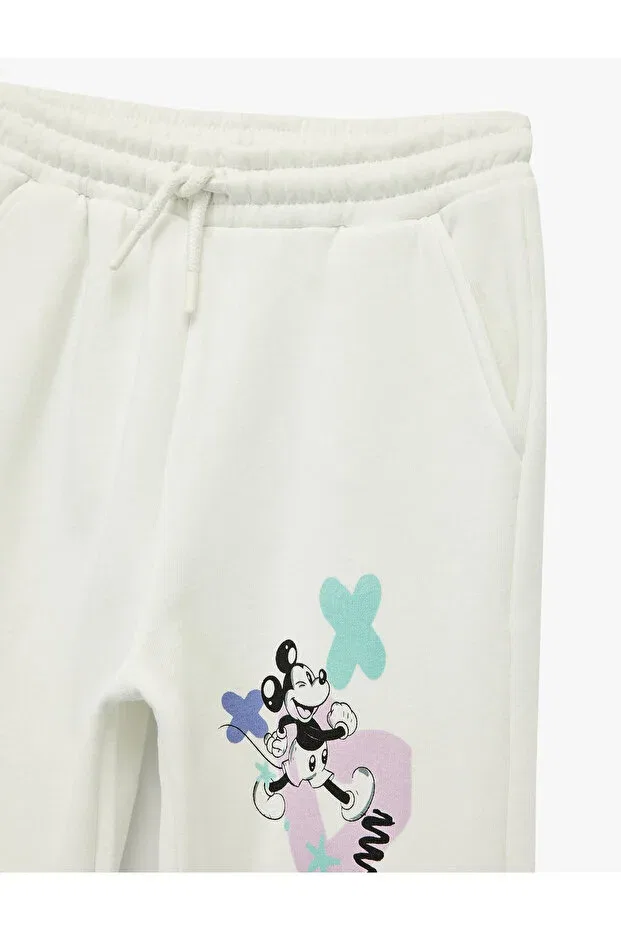 Детские спортивные штаны для девочек с принтом Licensed Mickey Mouse Koton, Ecru — фото 3