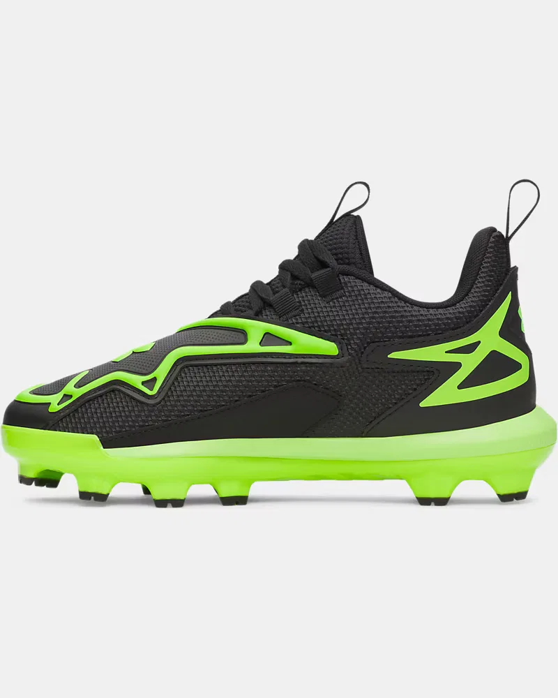 Бейсбольные бутсы для мальчиков с литой подошвой TPU UA Harper 11 TPU Jr. UnderArmour, Black/Hyper Green — фото 2