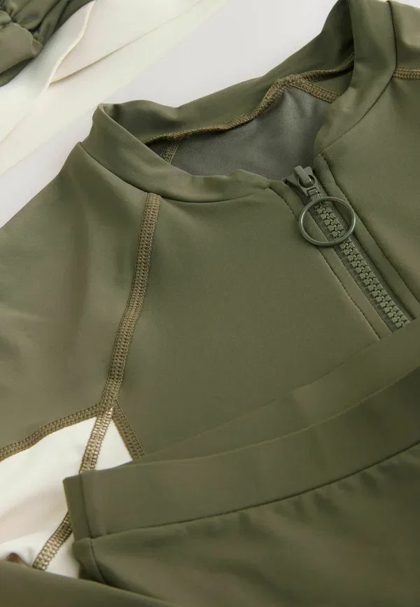Купальник 3-предметный комплект Regular fit Next, Khaki Green Cream, зеленый/кремовый/хаки — фото 2