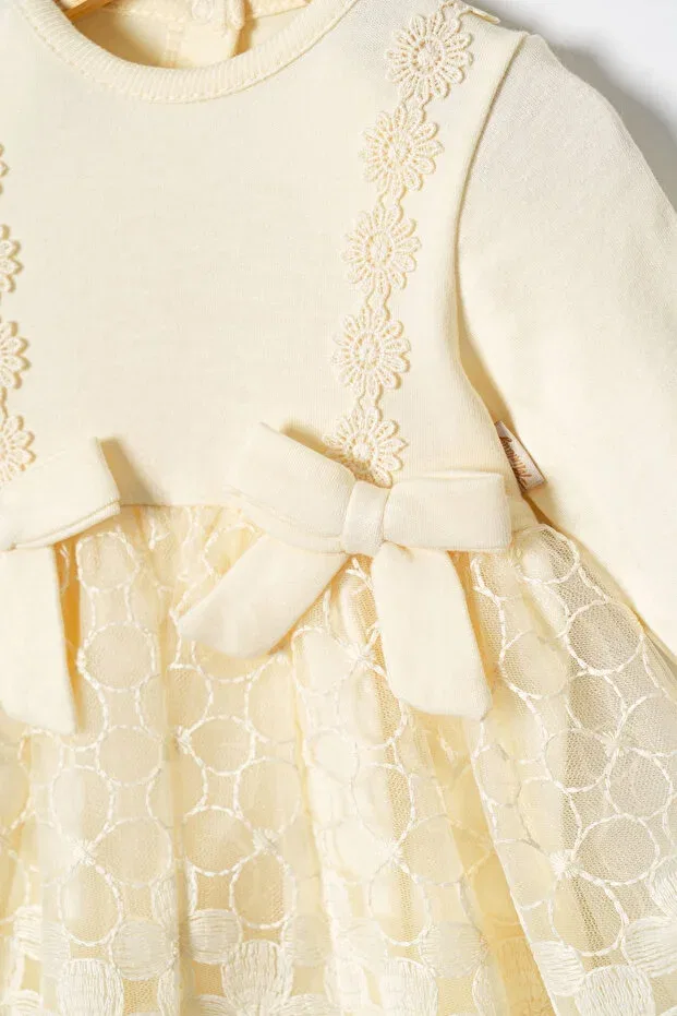 Детское платье для девочек с длинным рукавом Mevlütlük Dress Miniday Baby, Nude Color — фото 4