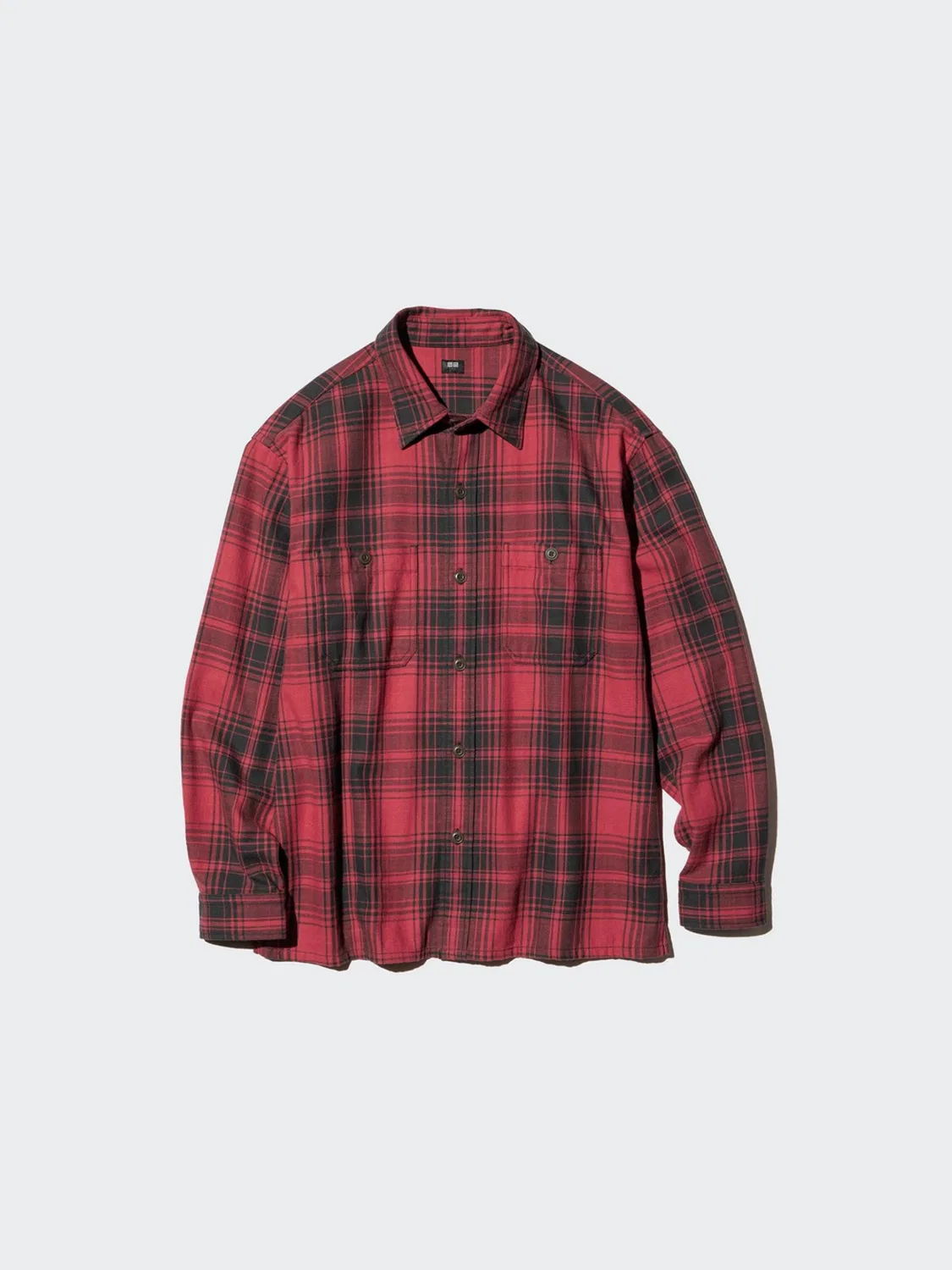 Рубашка с длинным рукавом в клетку Uniqlo, темно-серый — фото 3