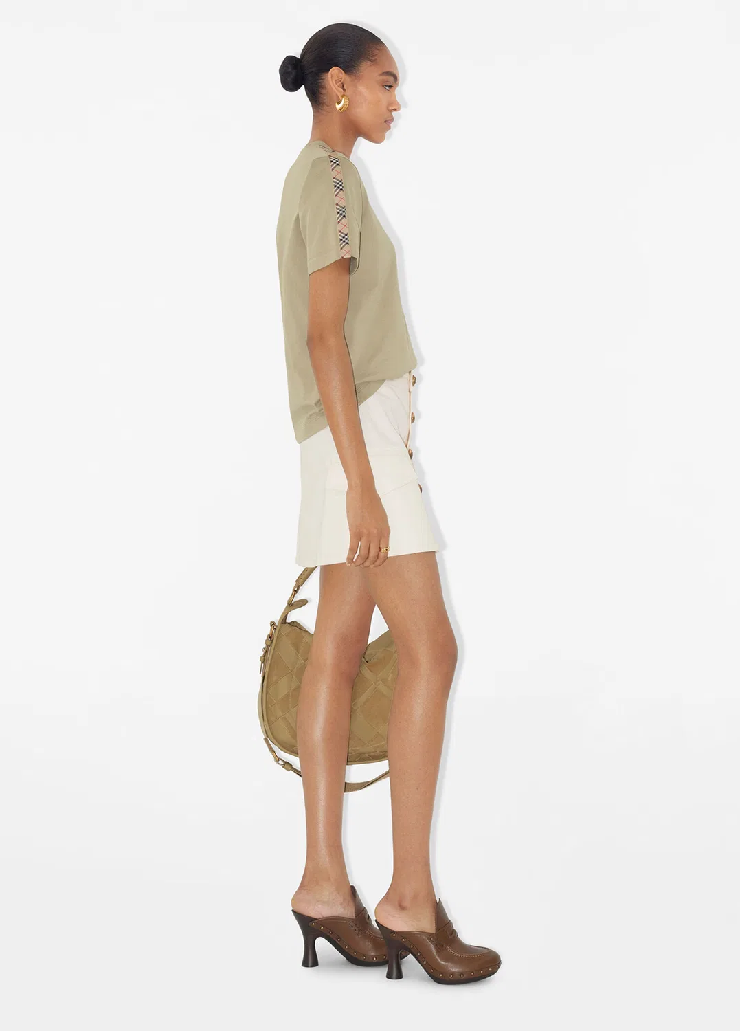 Футболка Burberry Tal Trim, женская, хаки — фото 3