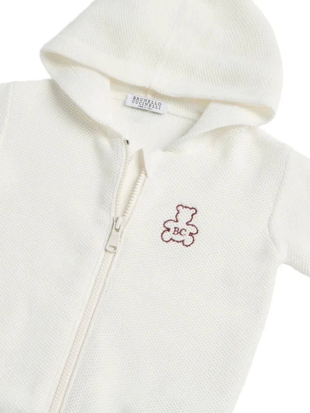 Худи Bernie с декоративной строчкой Brunello Cucinelli Kids, белый — фото 4