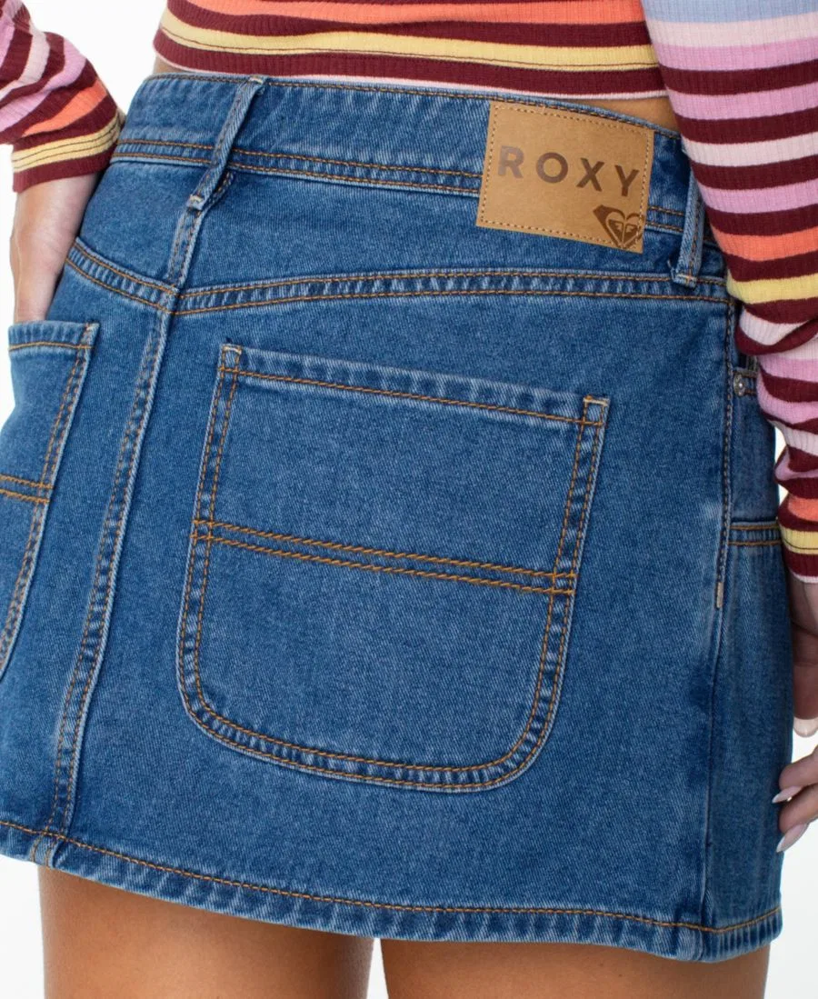 Мини-юбка из денима с деталями карпентера Roxy, High Surf Denim Wash — фото 4