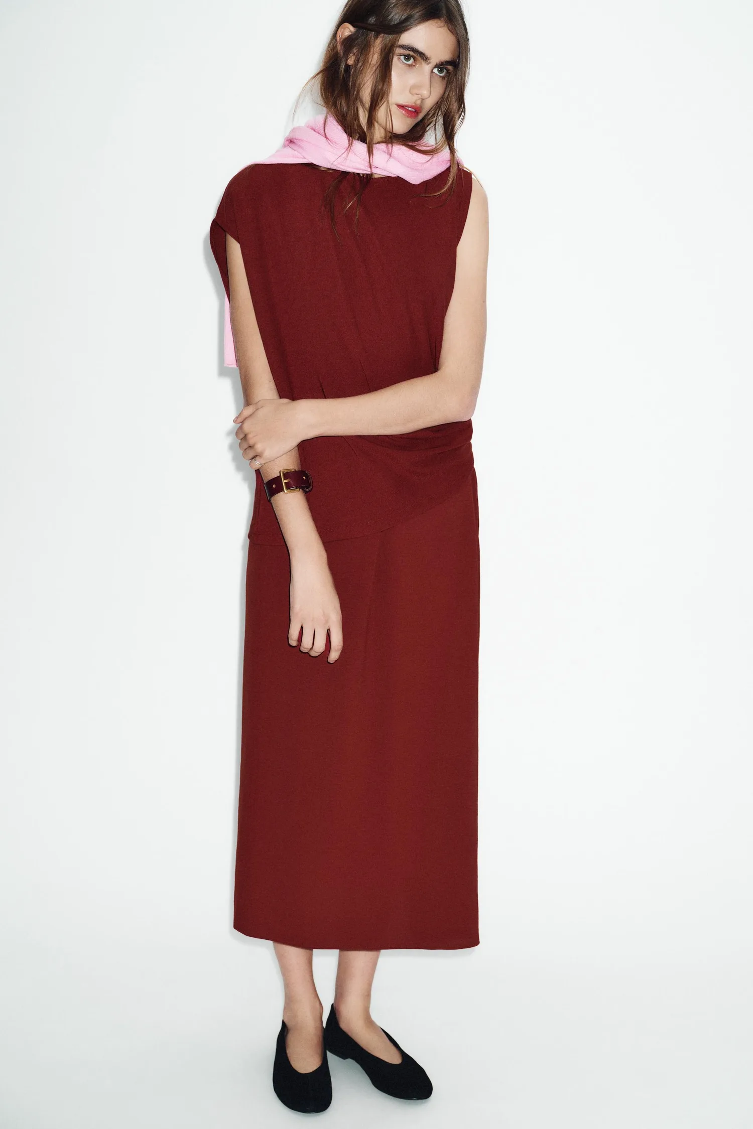 Zara Асимметричное длинное платье
