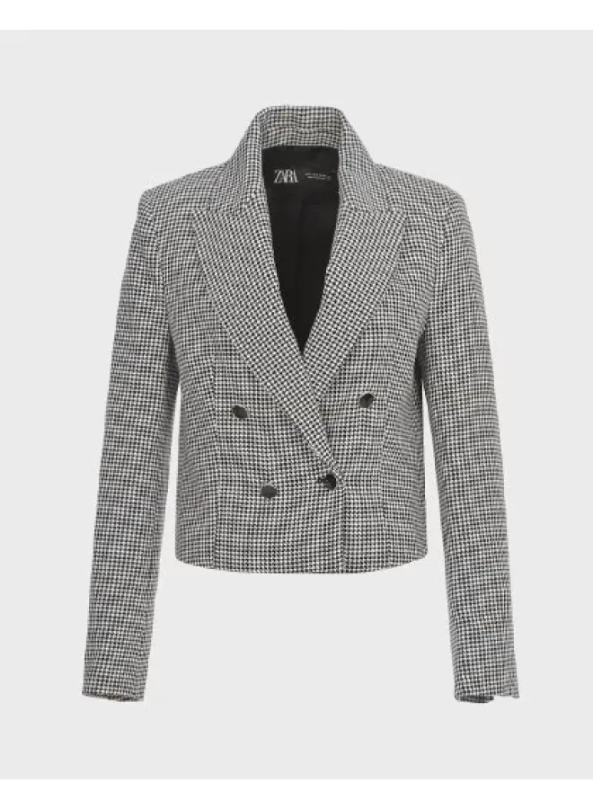 Жакет с гусиной лапкой Zara, черно-белый