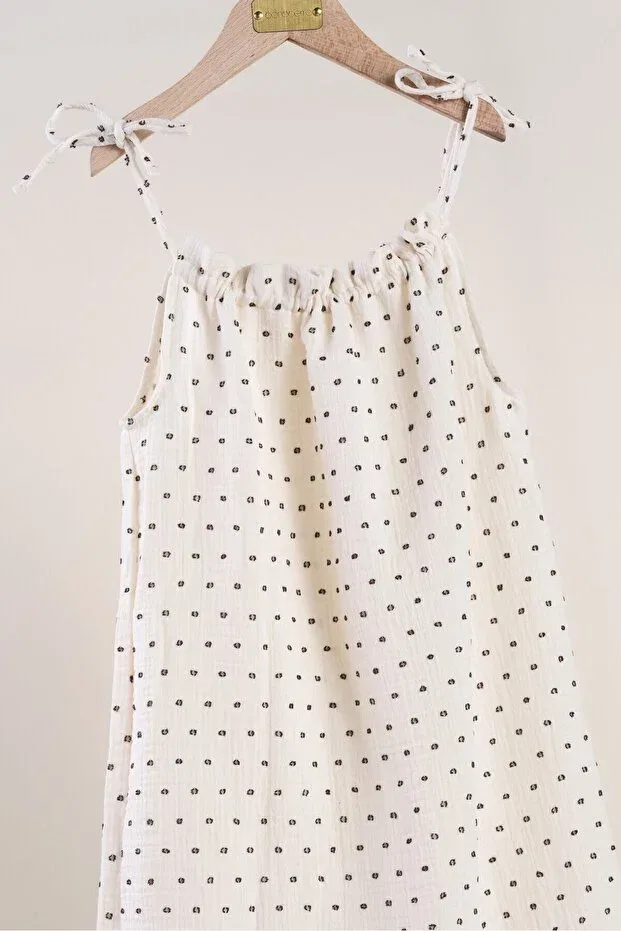 Детское платье для девочек хлопковое Polka dot muslin girl's dress Bondberro, Black Polka Dot — фото 3