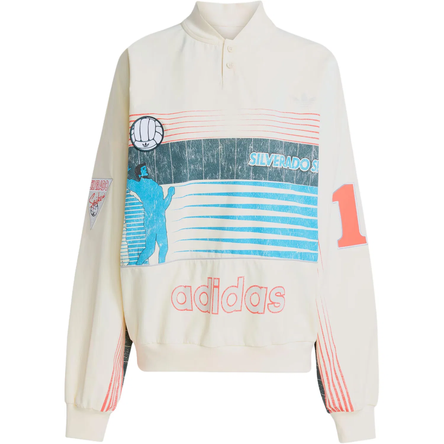 Женский свитшот с принтом Adidas Originals, Ivory/Blue