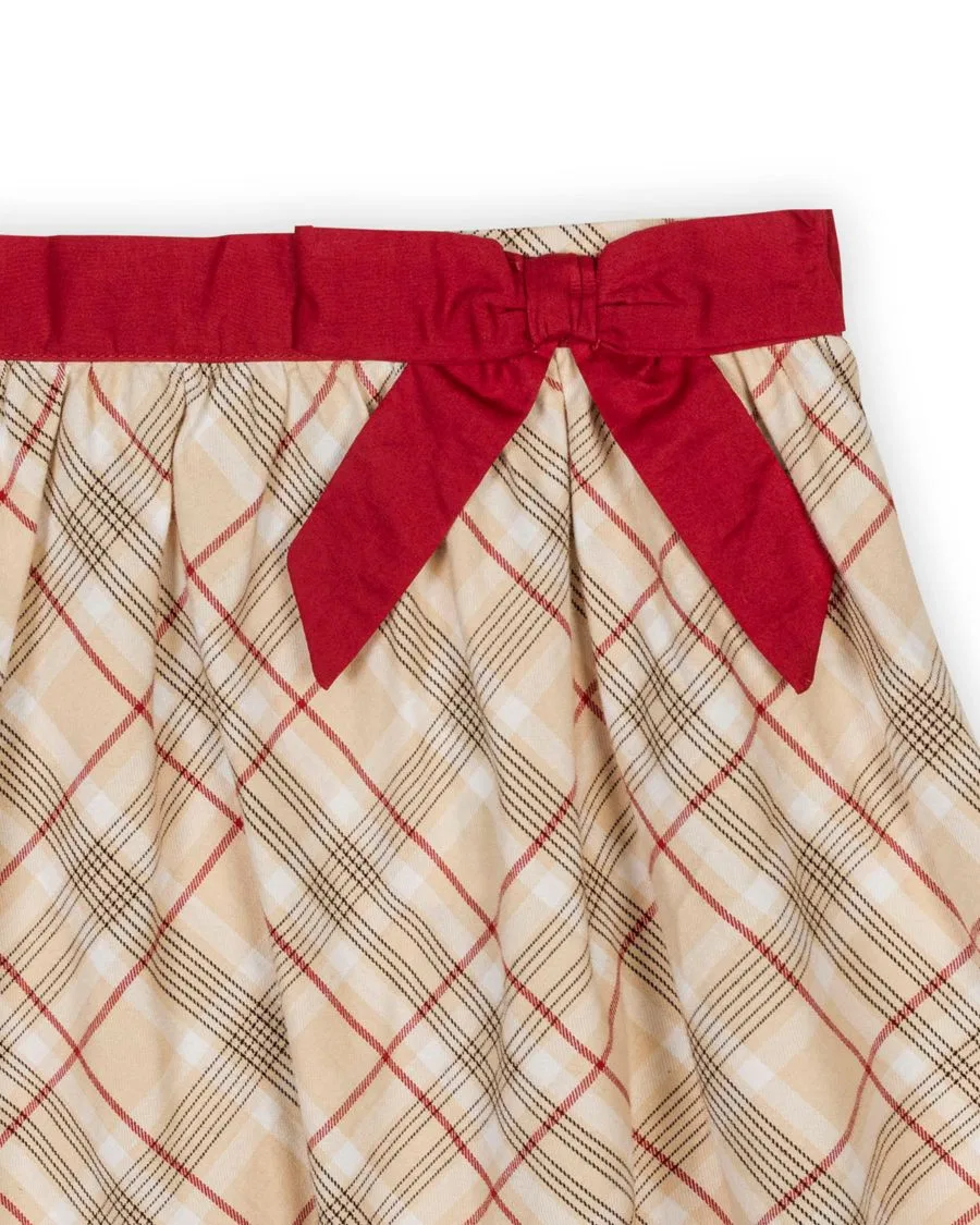 Юбка-миди из органического хлопка с поясом-бантом London Plaid Hope & Henry — фото 2