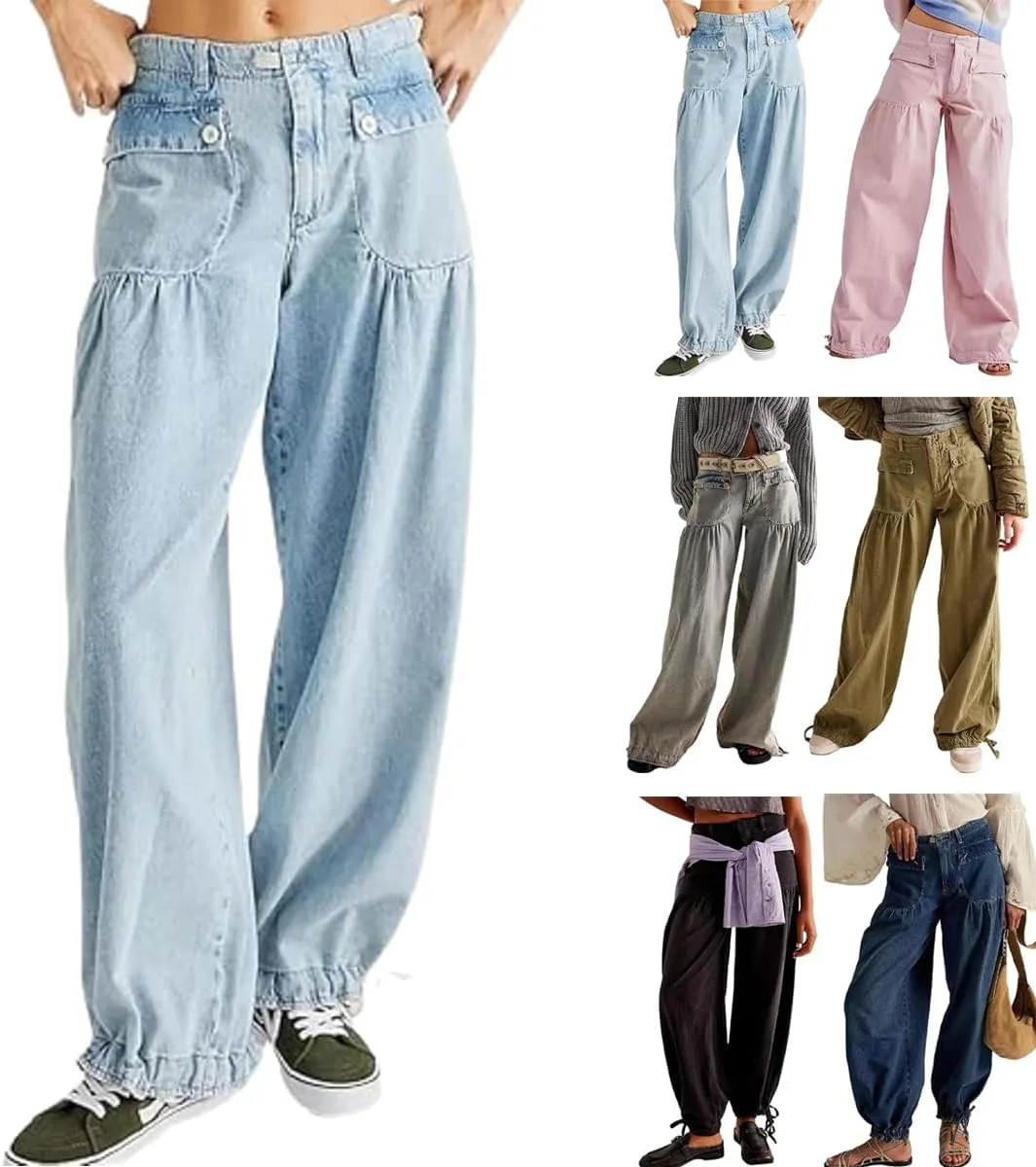 

Женские джинсы с завязками и рюшами, Mid High Waist VSDFAW