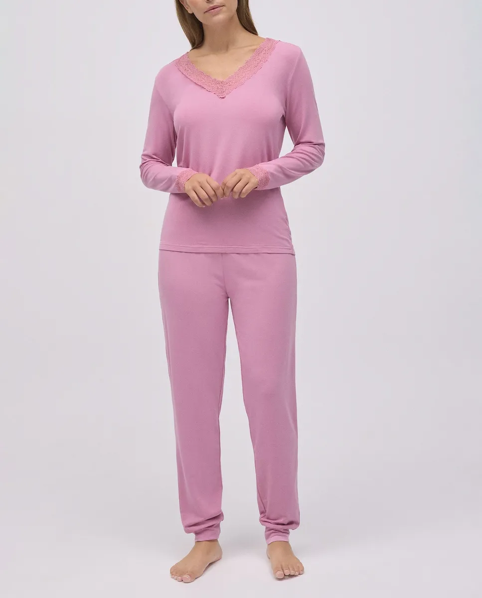 

Женская пижама длинная, очень мягкая, из модала, брюки-джоггеры Ysabel Mora, розовый